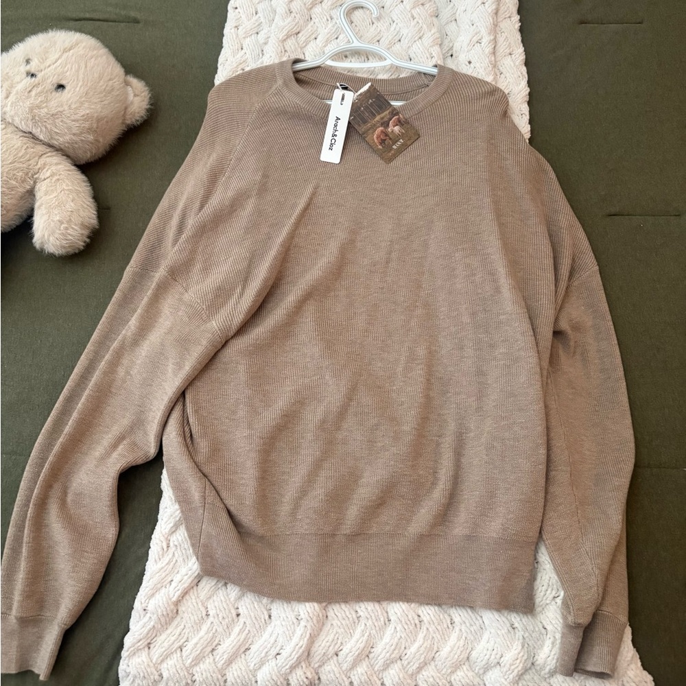Women's Wool Blend Oversized Sweaters Crewneck Casual